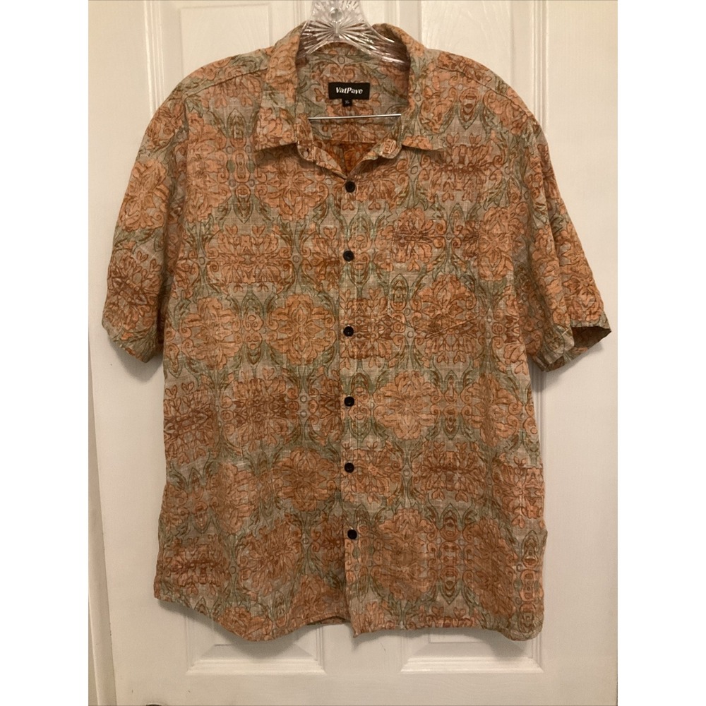VatPave Mens‎ XL Short Sleeve Patterned Cotton Viscose Shirt